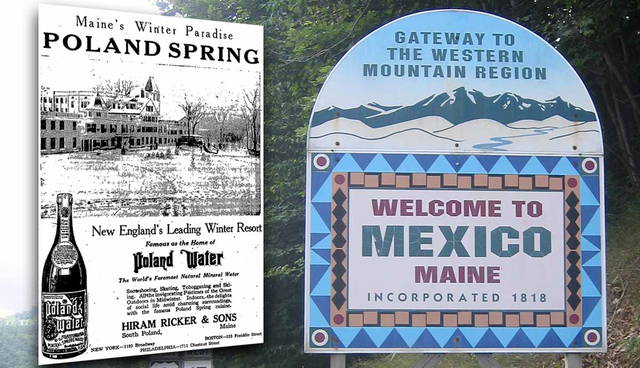 Two signs for Maine towns