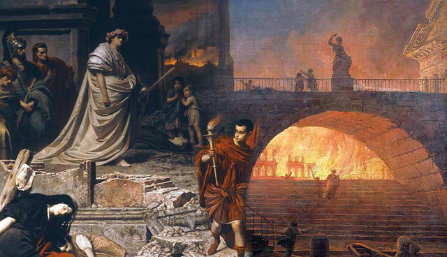 Nero amid Rome burning