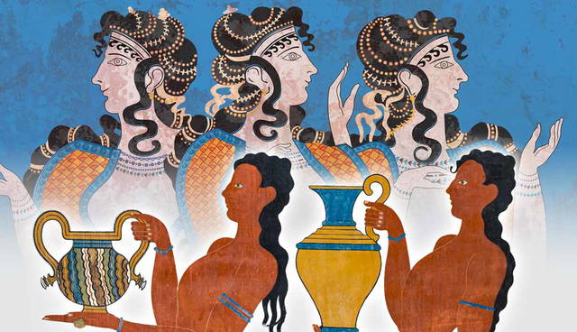 Ancient Greek figures carrying ceremonial vessels