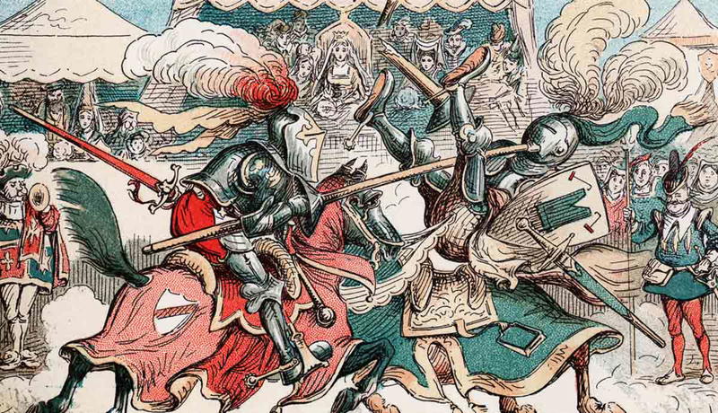 Medieval jousting tournament illustration