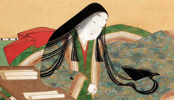 Murasaki Shikibu composing Genji