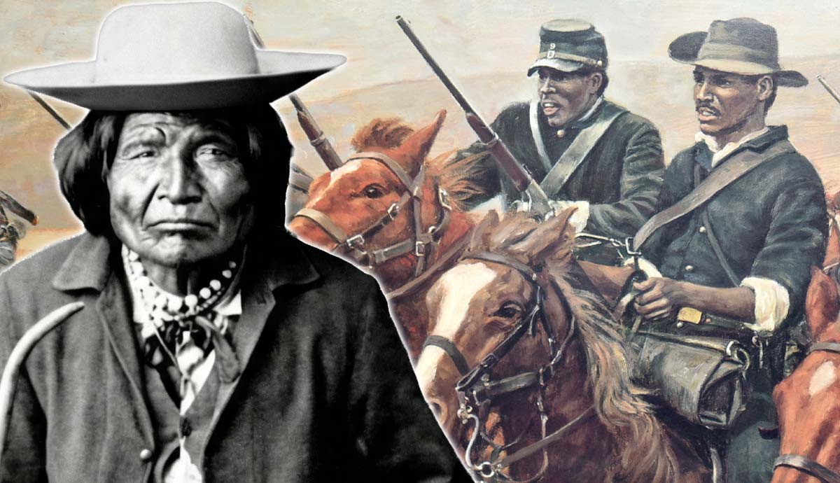 Nana Chiricahua apache war chief portrait with cavalry