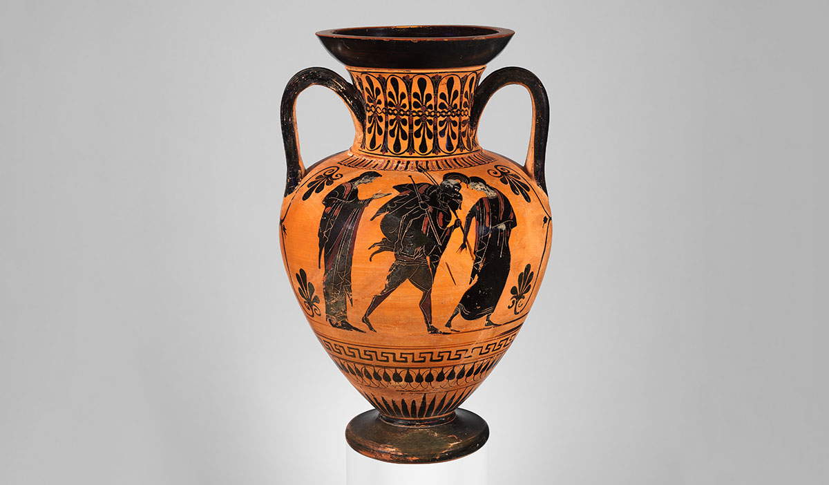 aeneas carrying father terracotta attic vase sixth century bce metropolitan museum art new york