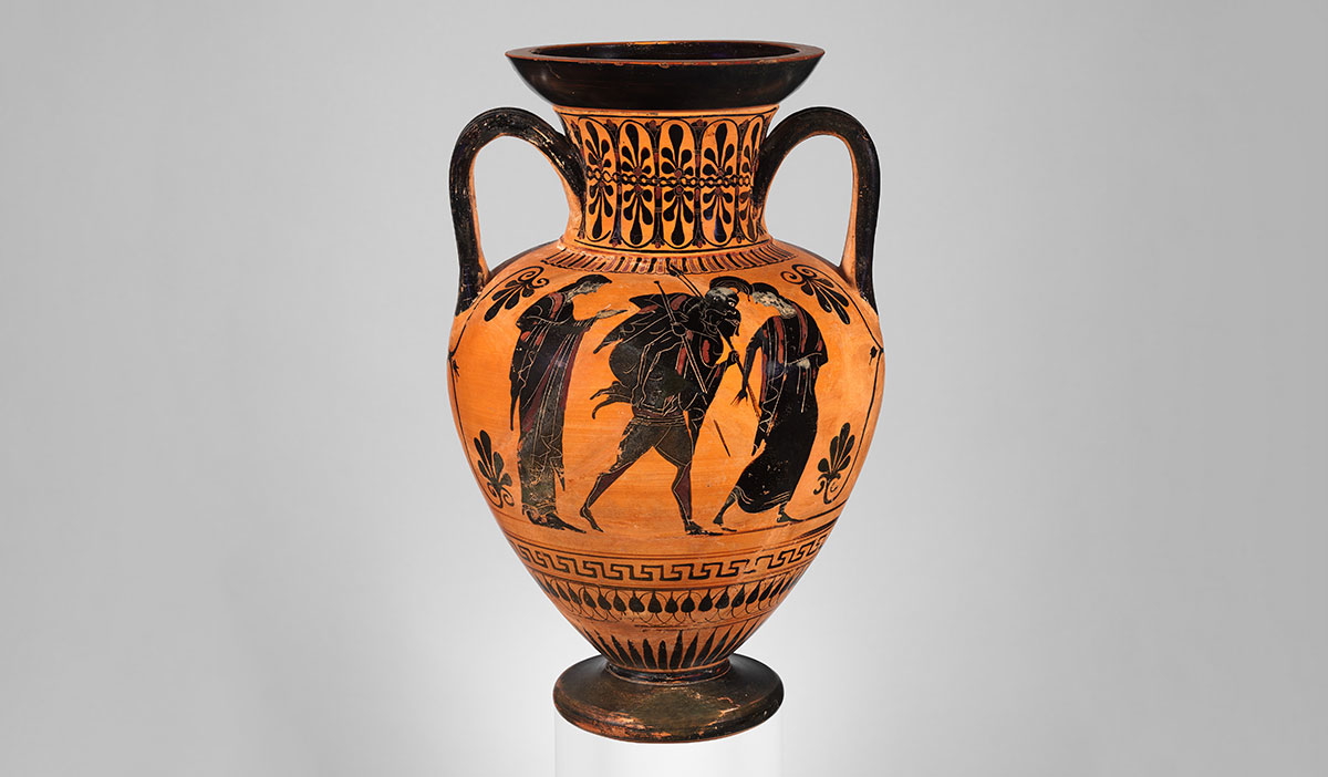 aeneas carrying father terracotta attic vase sixth century bce metropolitan museum art new york
