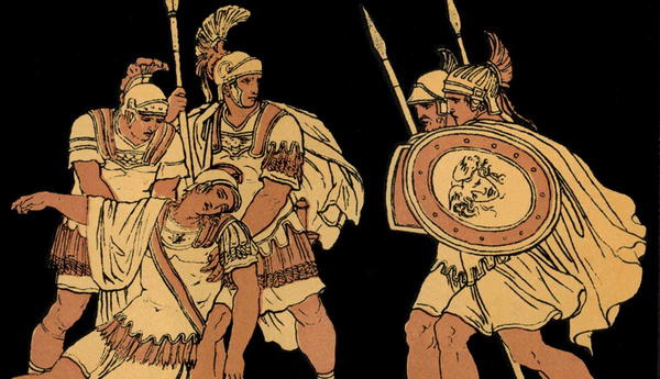 Aeneas with Lausus body illustration