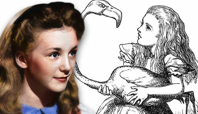 Colorized alice-in-wonderland and Alice illustration