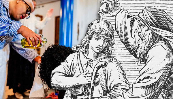 Modern and biblical anointing with oil