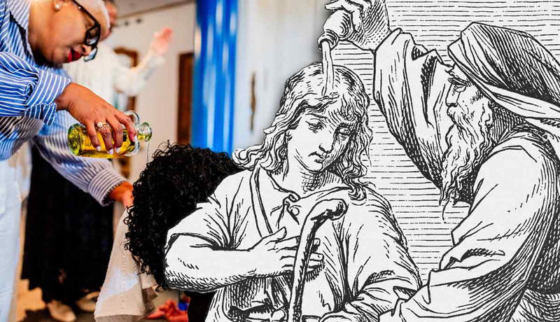 Modern and biblical anointing with oil