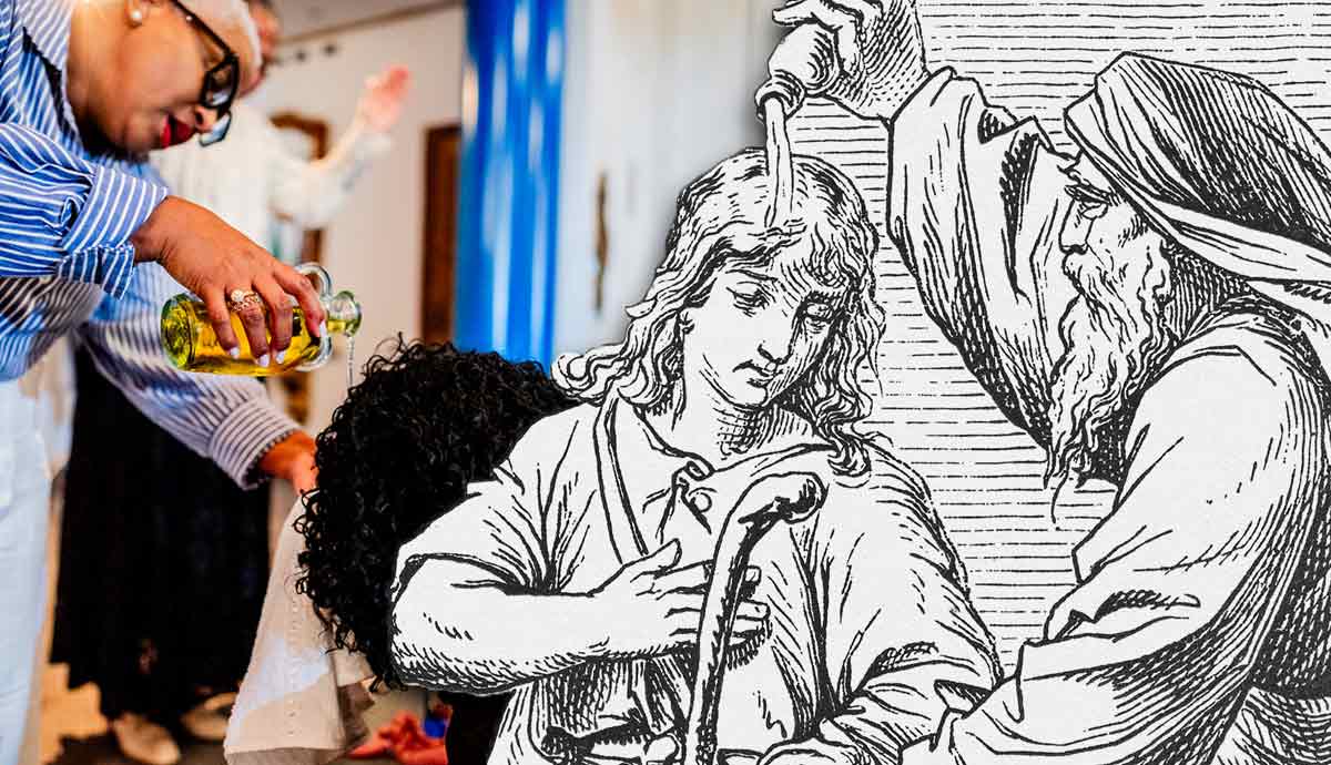 Modern and biblical anointing with oil