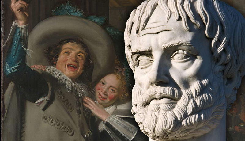 Classical philosopher bust beside Baroque painting