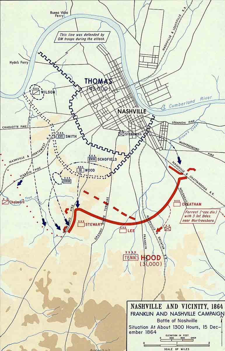 battle of nashville map john bell hood