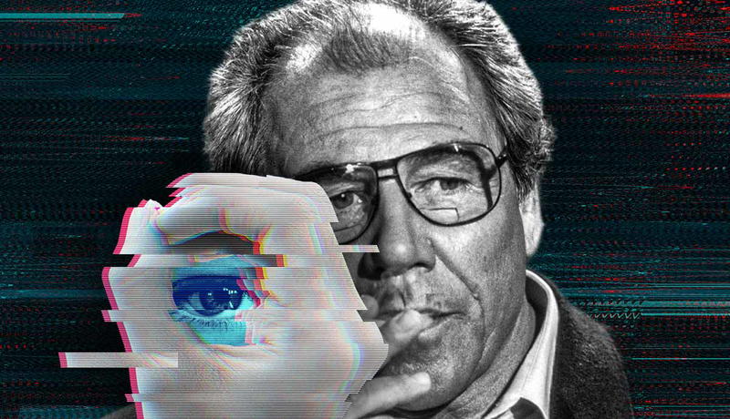 Baudrillard with distorted digital eye