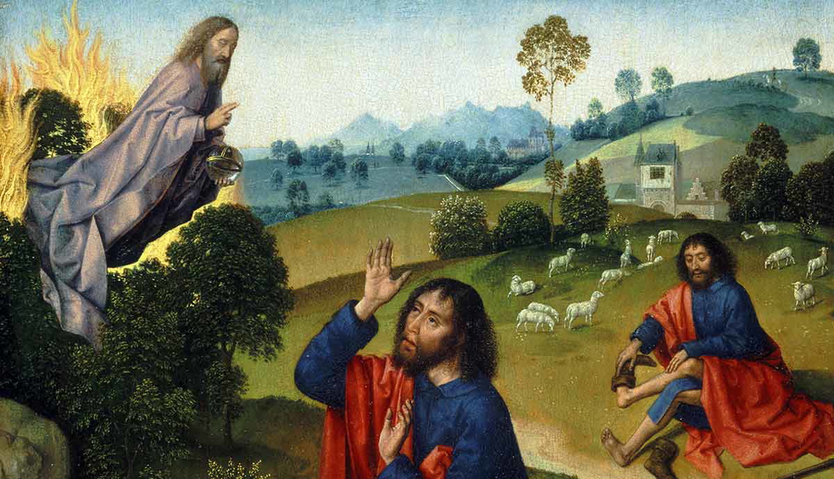 bouts moses and the burning bush painting