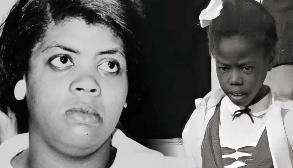 Adult and child portraits of Linda Brown