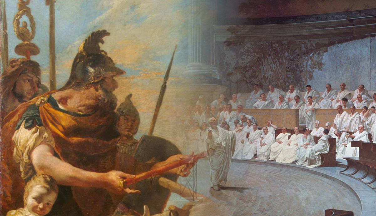 Cicero denounces Catiline and Cincinnatus paintings