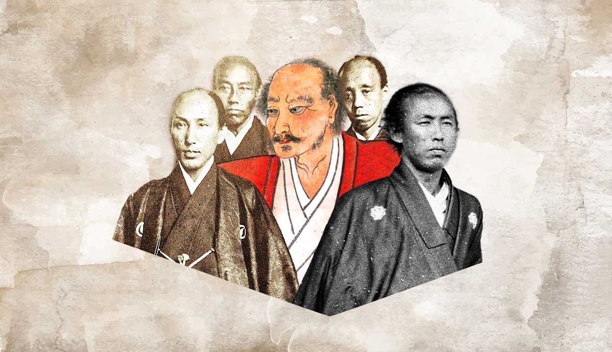 Japanese samurai collage with illustration