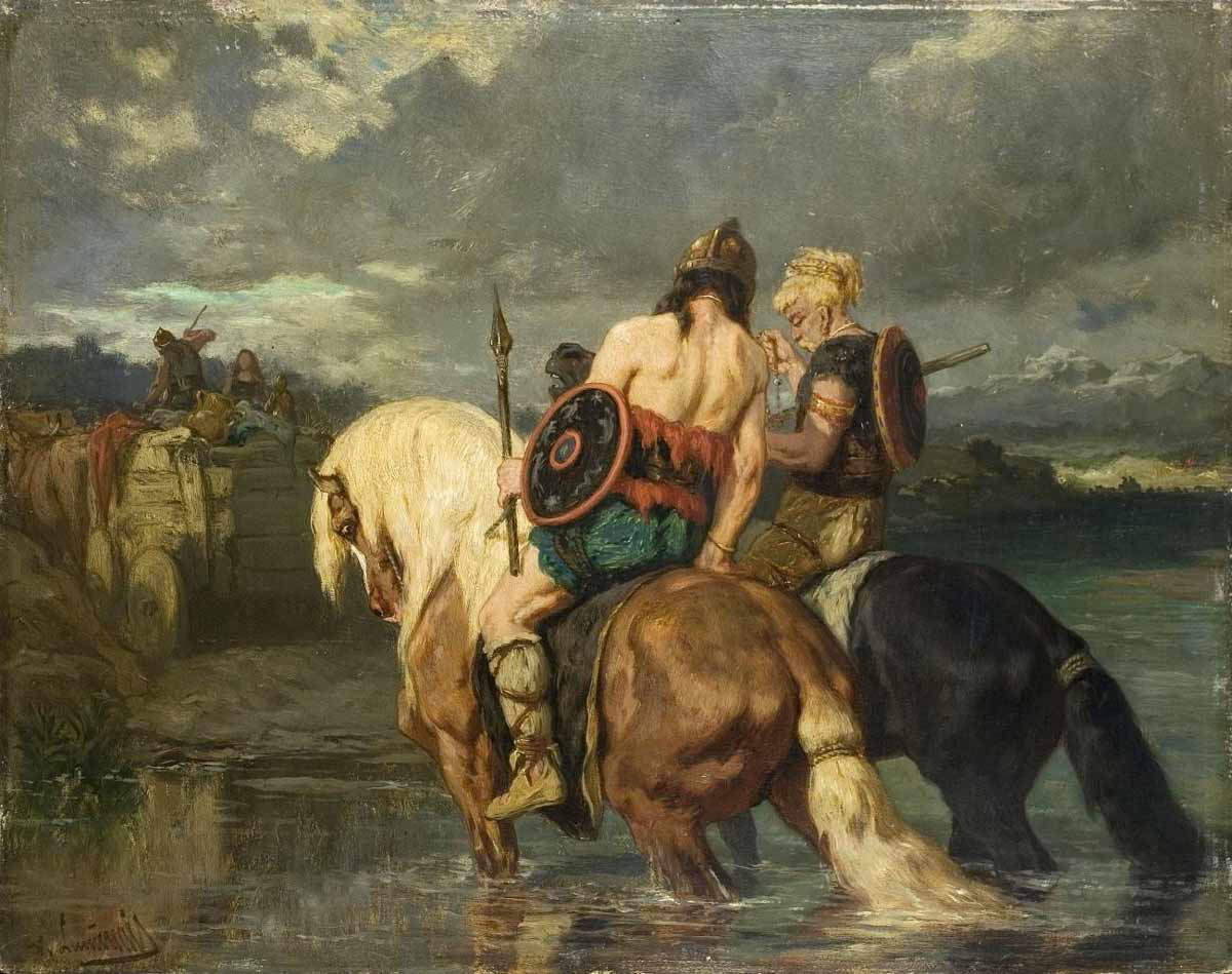 evariste vital luminais goths traversant une rivière