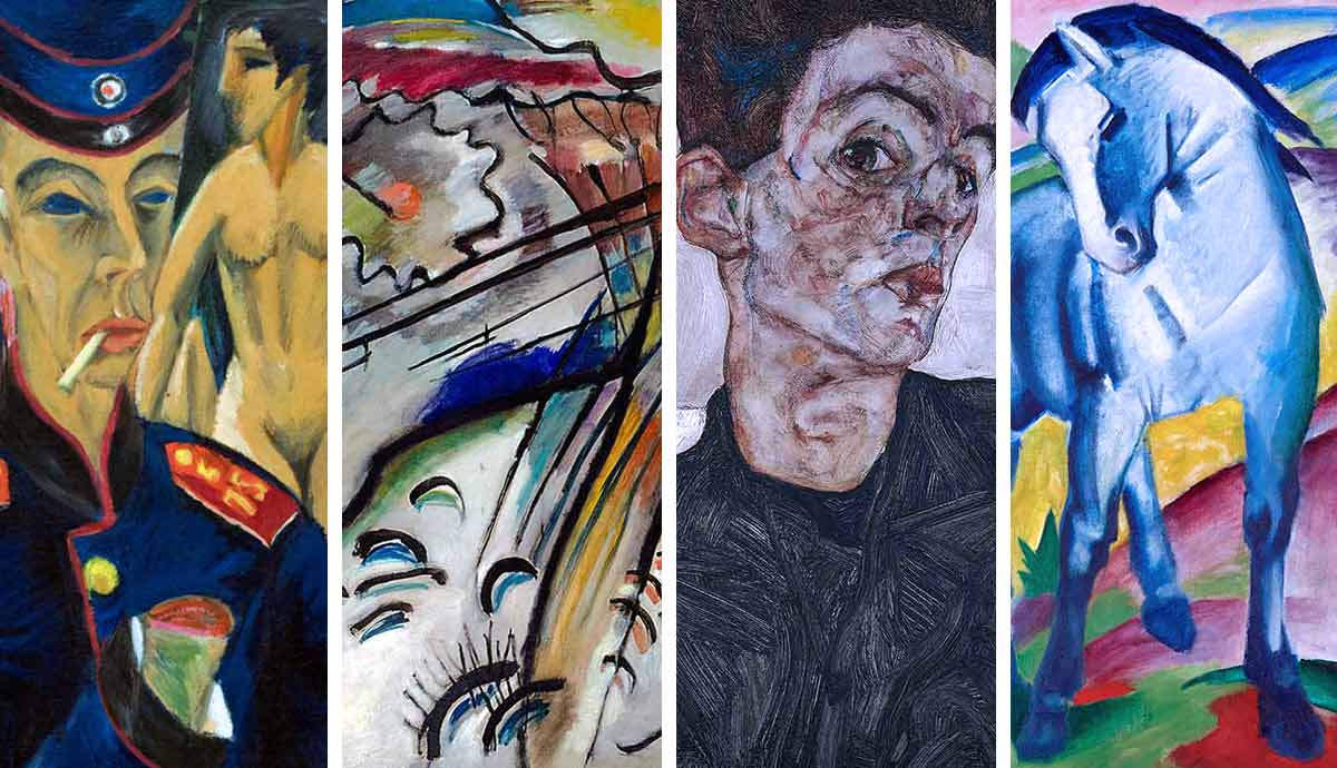 Four famous expressionist paintings in a row