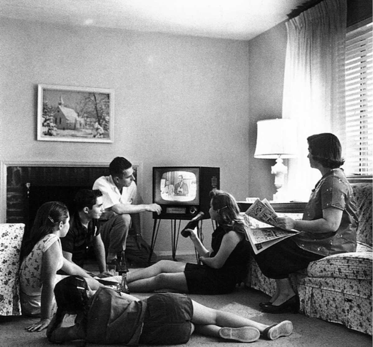 family watching television 1958