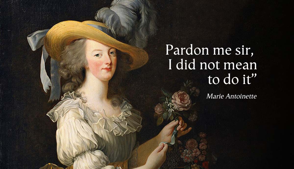 A painting of Marie Antoinette with her quote