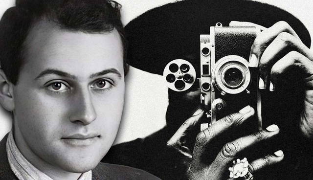 Split portrait of Vilém Flusser and camera