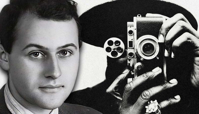 Split portrait of Vilém Flusser and camera
