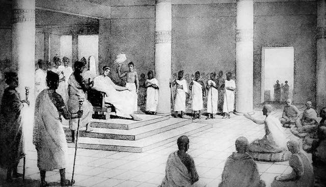 King Menander asks Nagasena his questions, from The Story of the Nations