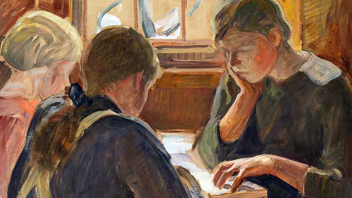 halonen children reading painting