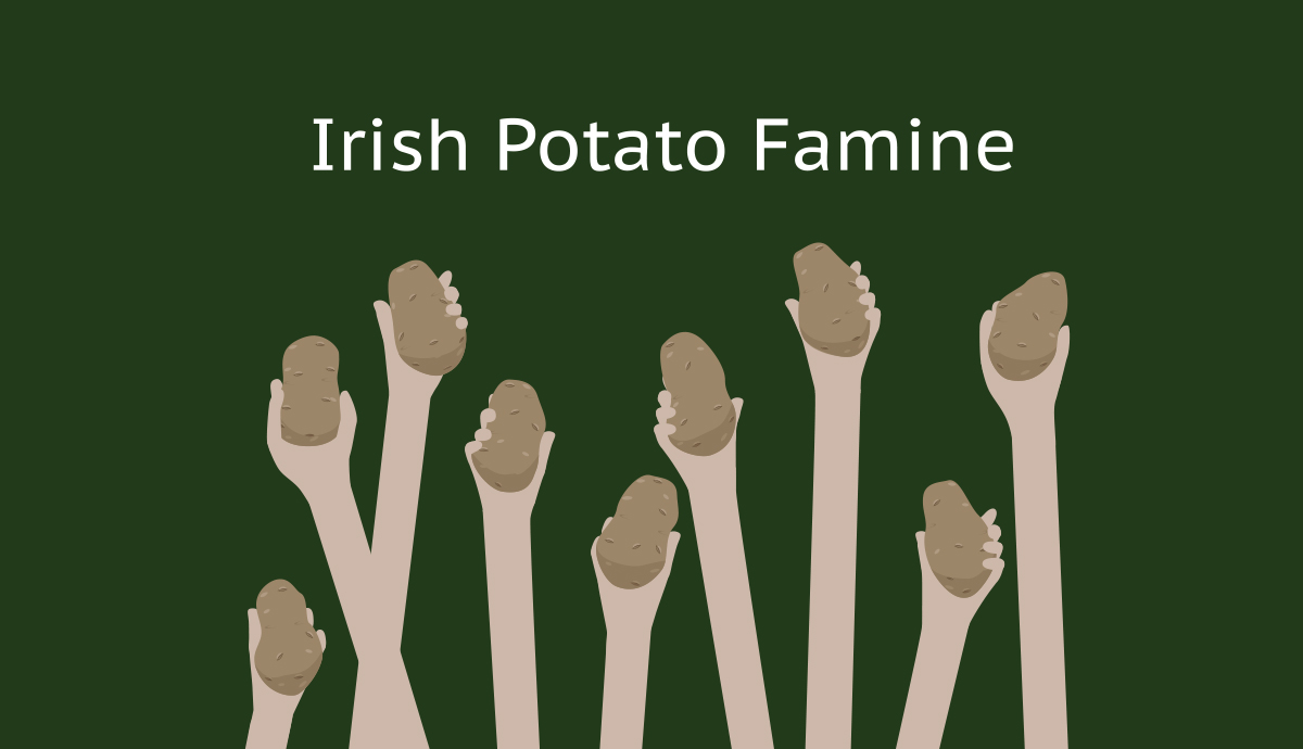 Hands holding potatoes, Irish Potato Famine
