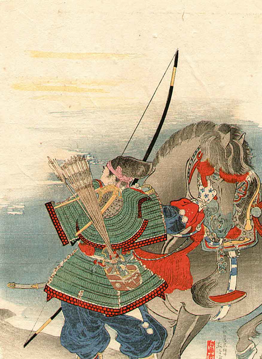 kobori tomone 1920 archer and horse yumi bow