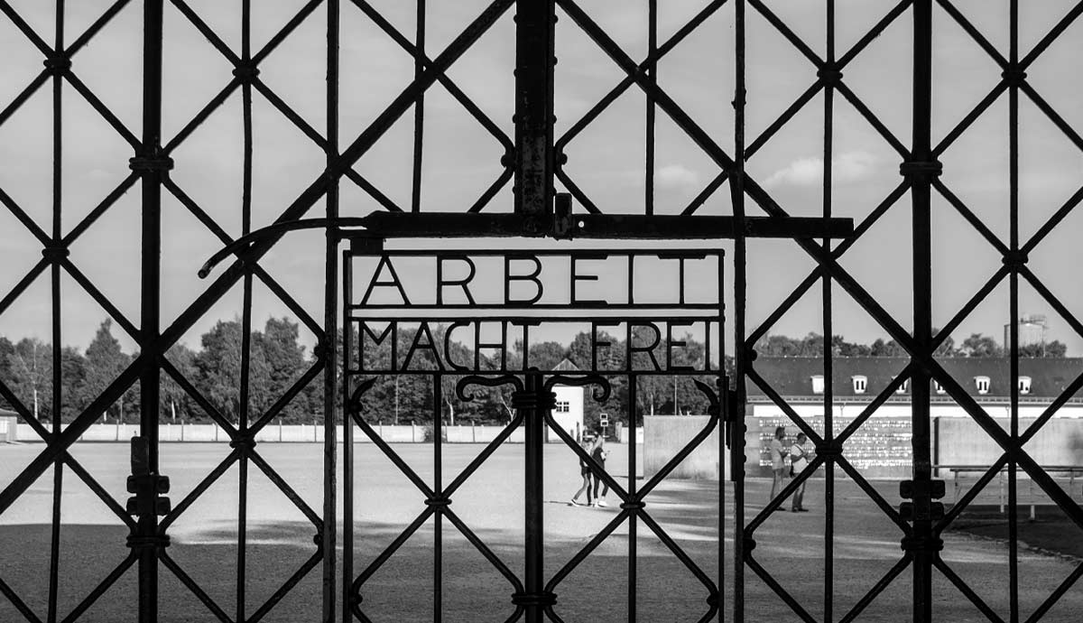 Iron gate inscribed "Arbeit Macht Frei"