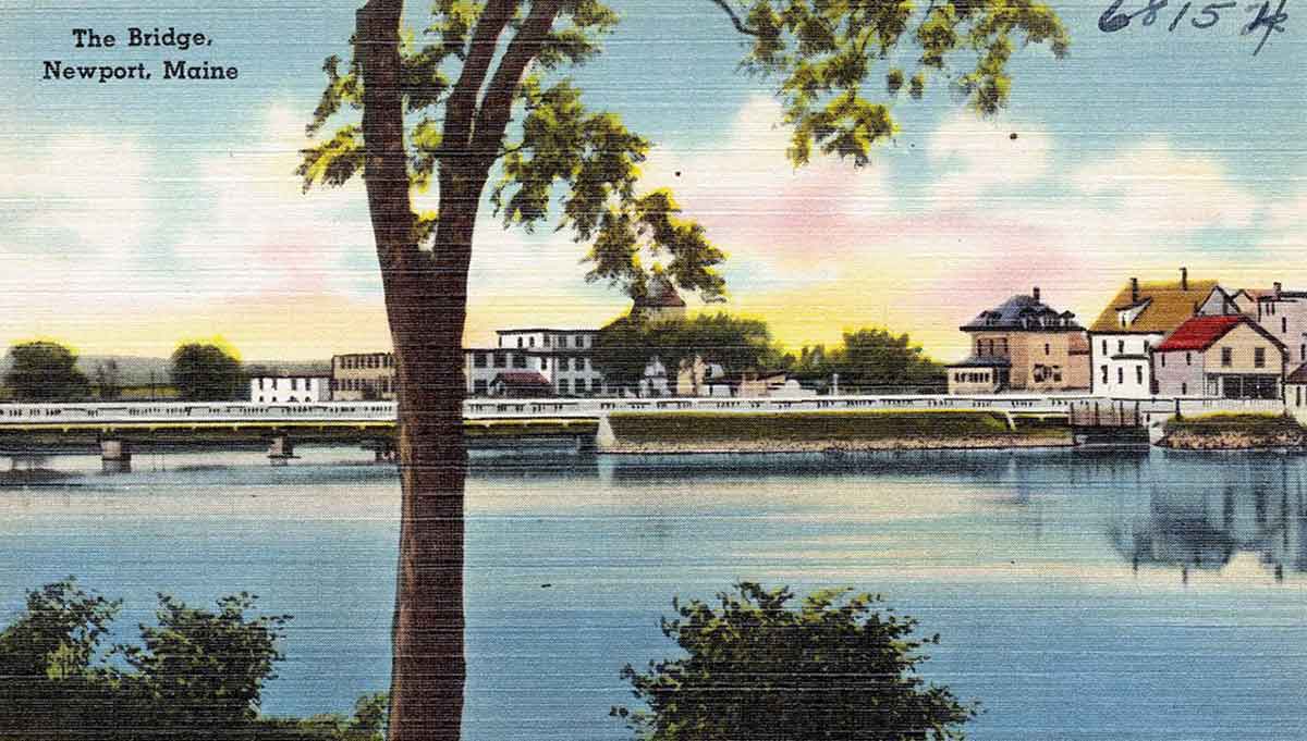 newport maine postcard painting