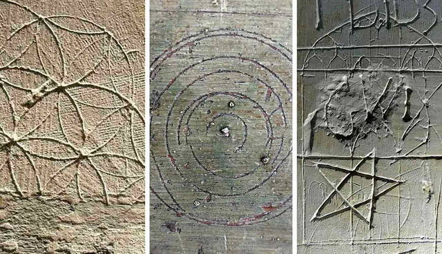 real ritual witch marks engraved on stone