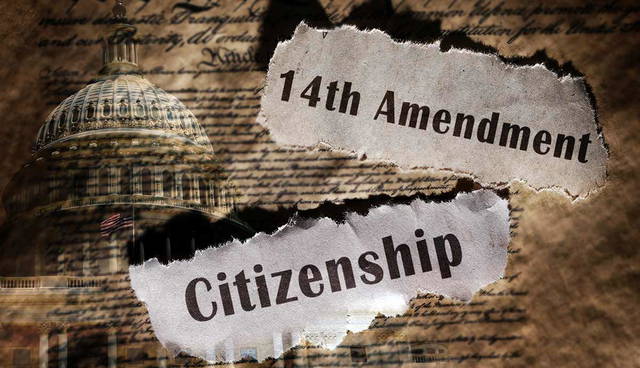 U.S. Capitol dome and 14th Amendment text