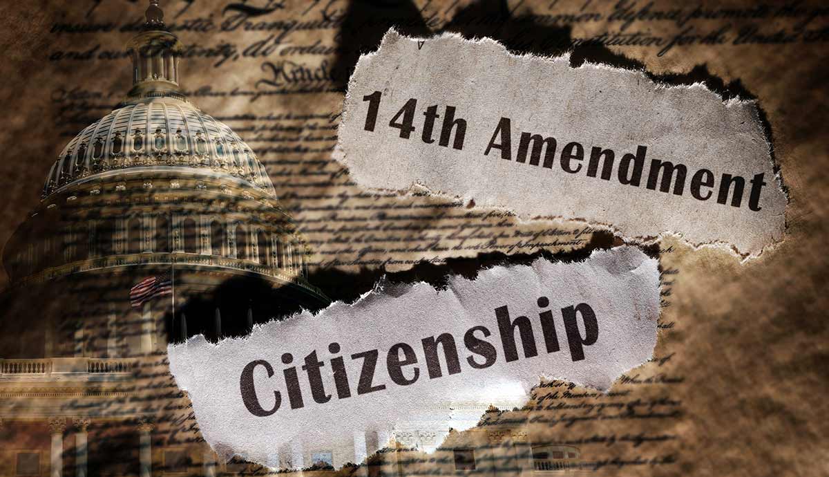 U.S. Capitol dome and 14th Amendment text