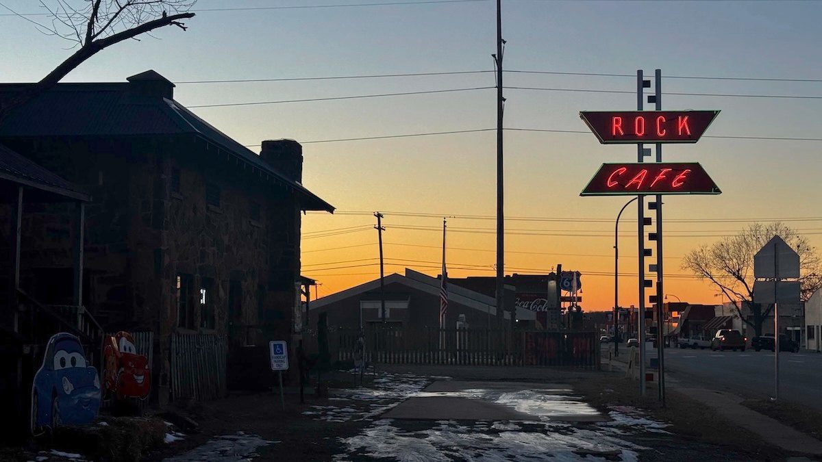 Stone exterior of the Rock Café in Stroud, Oklahoma, a historic Route 66 restaurant