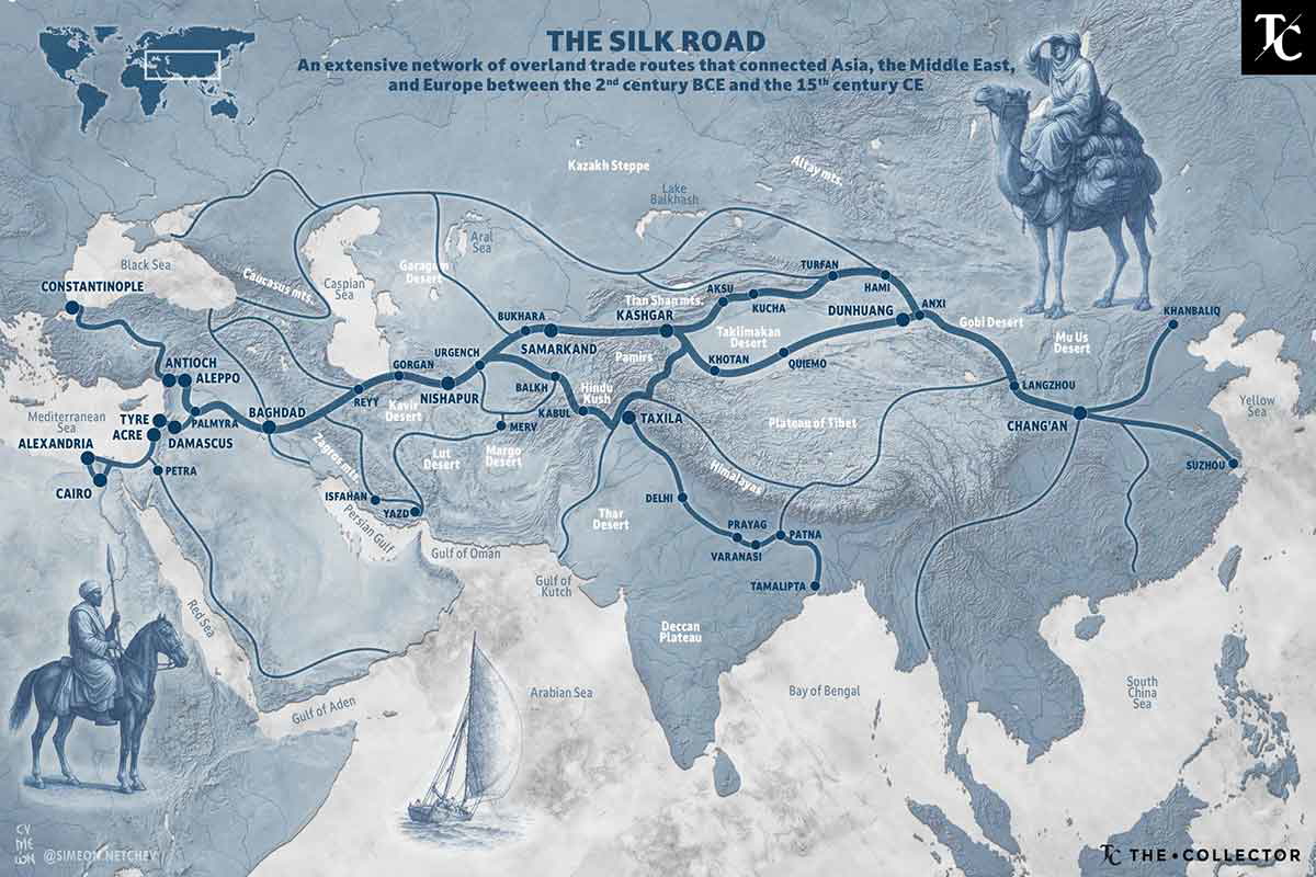 silk road map china and japan