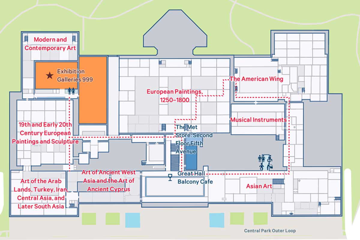 Map of the Met's second floor
