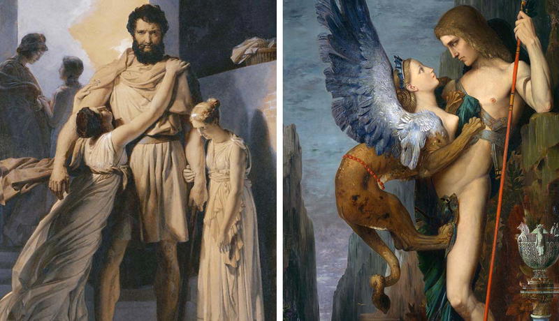 Oedipus and the Sphinx paintings