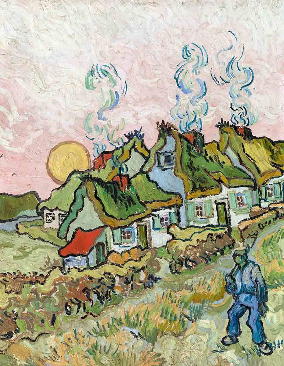 van gogh thatched cottages in the sunshine