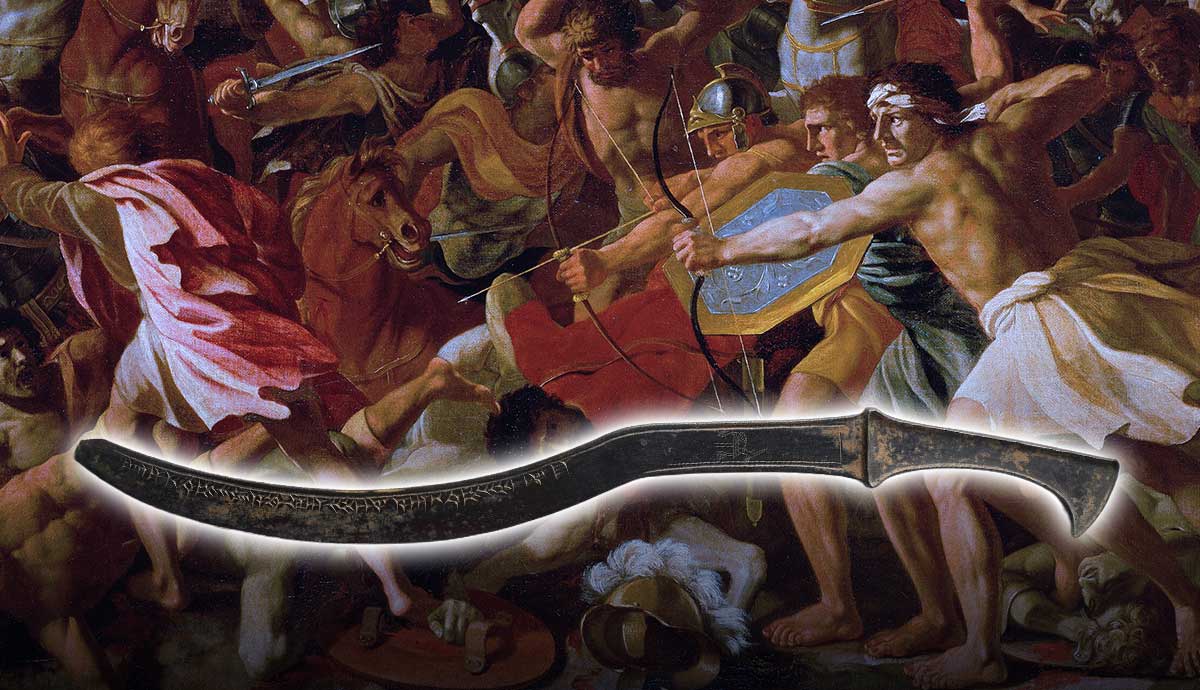 Joshua’s battle scene with ancient sickle sword