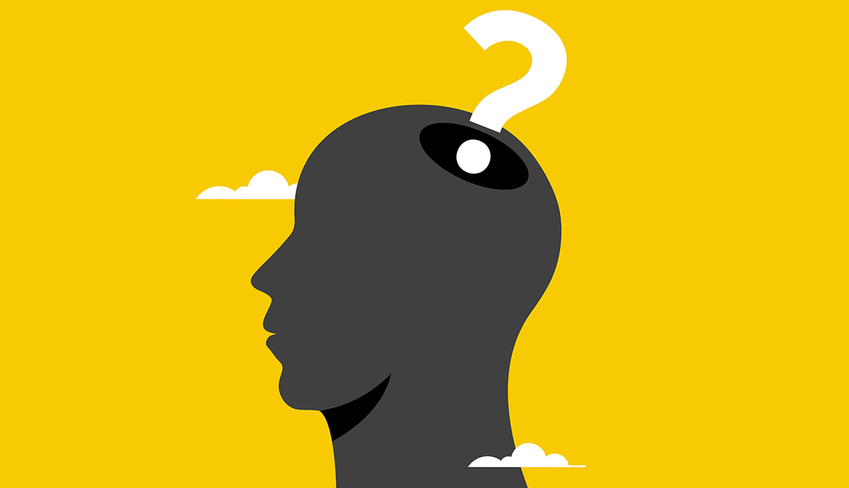 Silhouette head with question mark icon