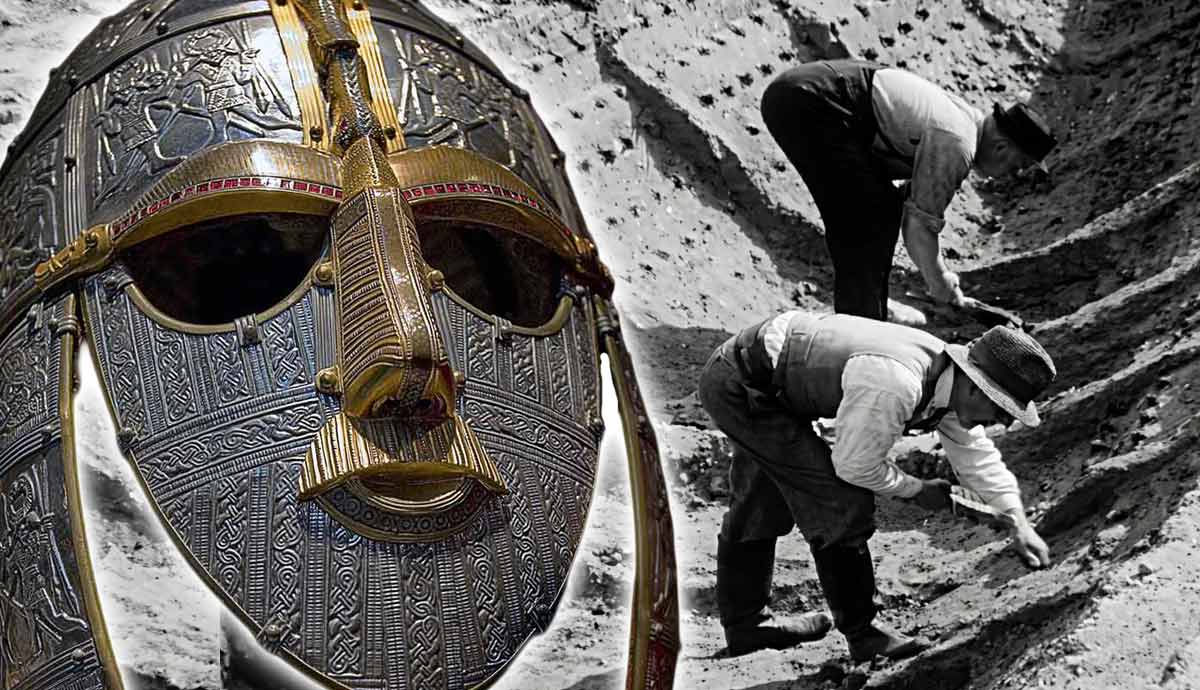Artifact, excavation, and ornate helmet