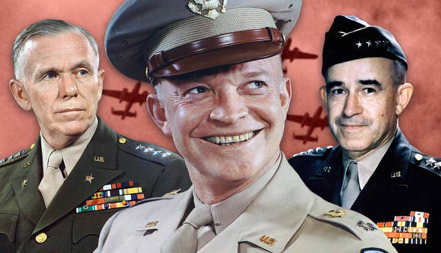 American WWII Generals Marshall, Eisenhower, and Bradley