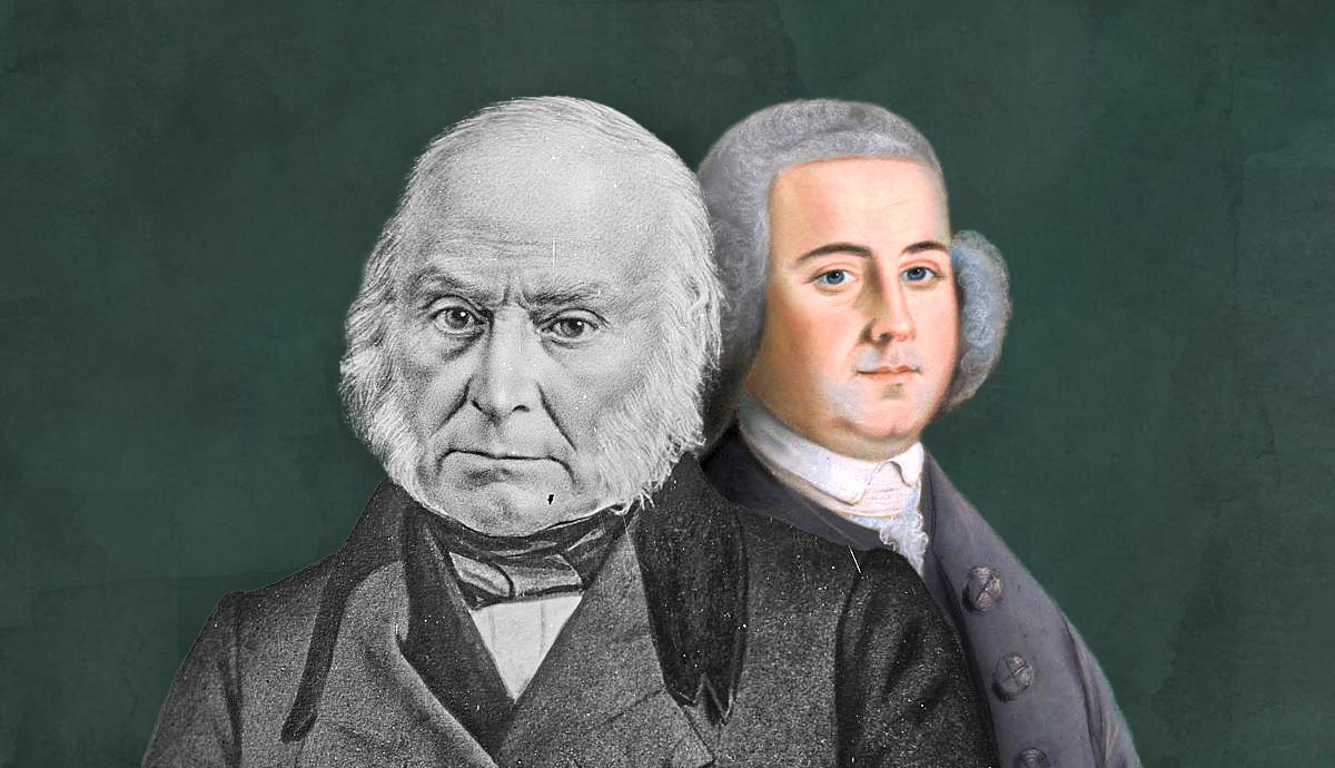 Portraits of American presidents John and John Quincy Adams