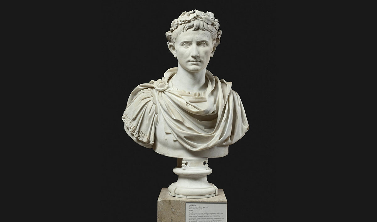 augustus bust crowned marble