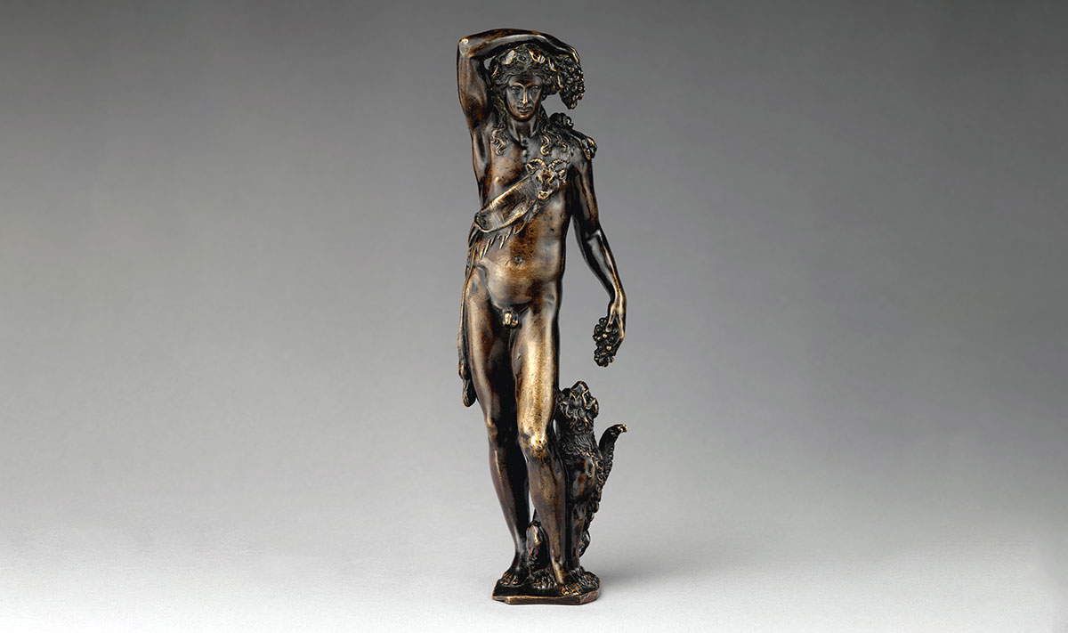 bacchus panther bronze statuette