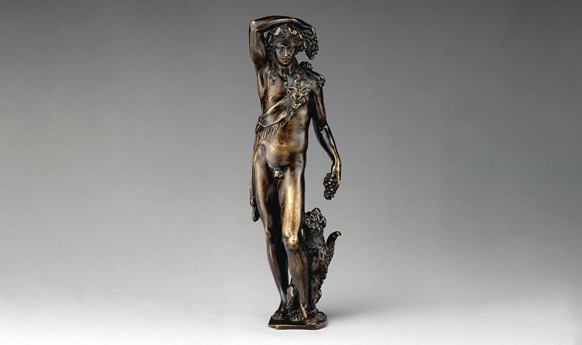 bacchus panther bronze statuette