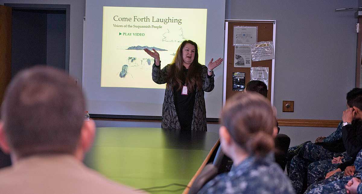 barbara lawrence speaks at training suquamish