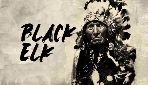 Portrait of Black Elk in traditional headdress